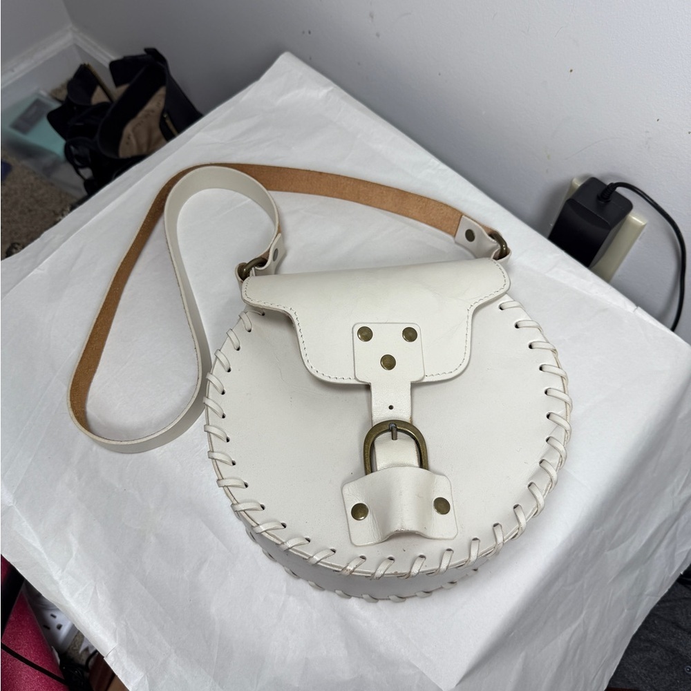 Ecote White BraidedLeather Round Crossbody Western Bag - Picture 10 of 14